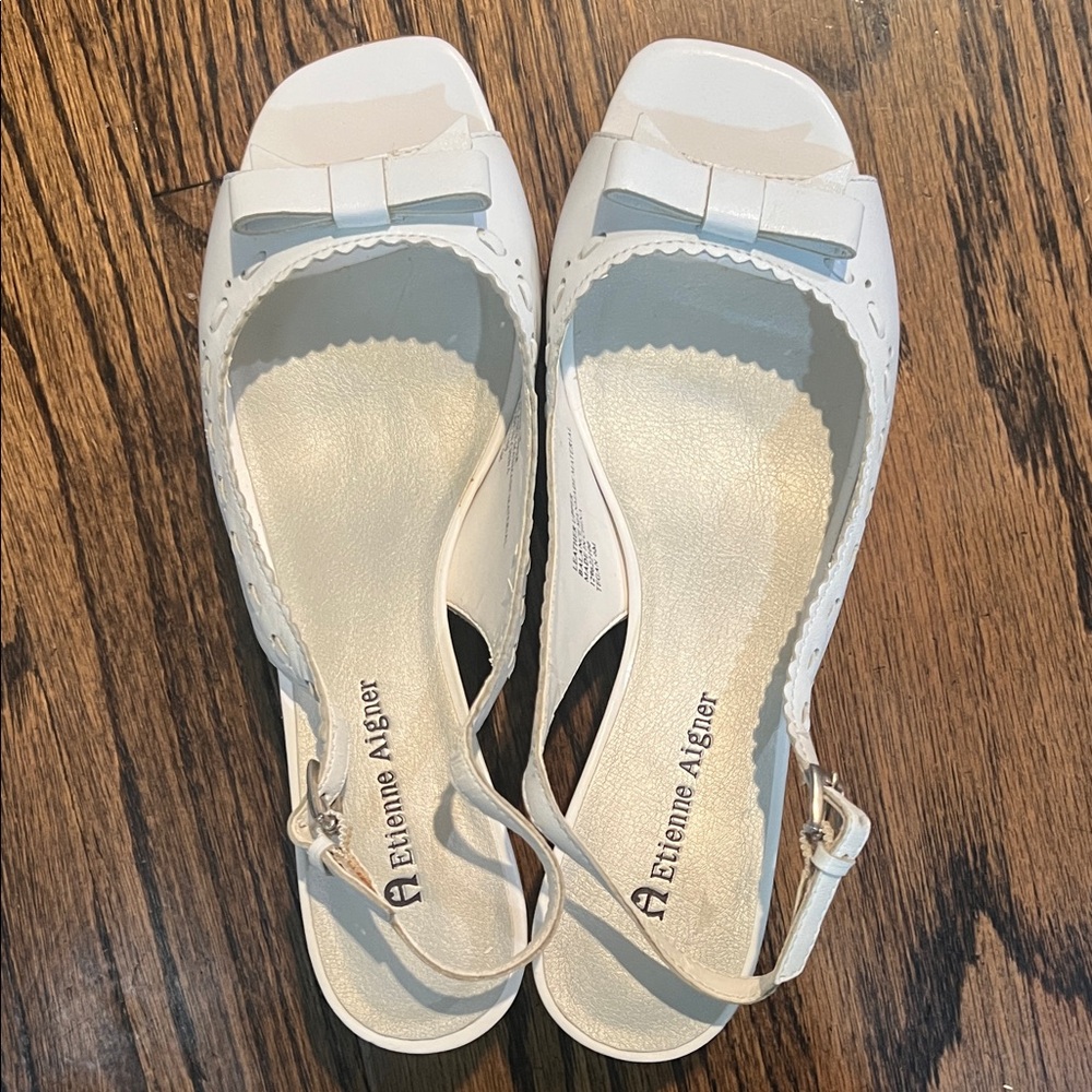Etienne Aigner Cream Bow Slingback Heels